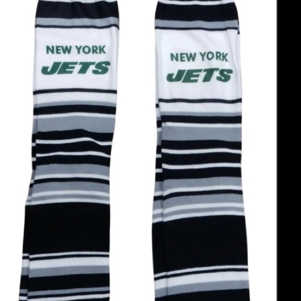 2 Pack NFL New York Jets Socks Gift One Size Fits Most Dress Zach Wilson Stripes